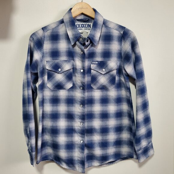 DIXXON The USS Midway Plaid Flannel Shirt Pearl Snaps Rugged Plaid Men's Small - Picture 2 of 15